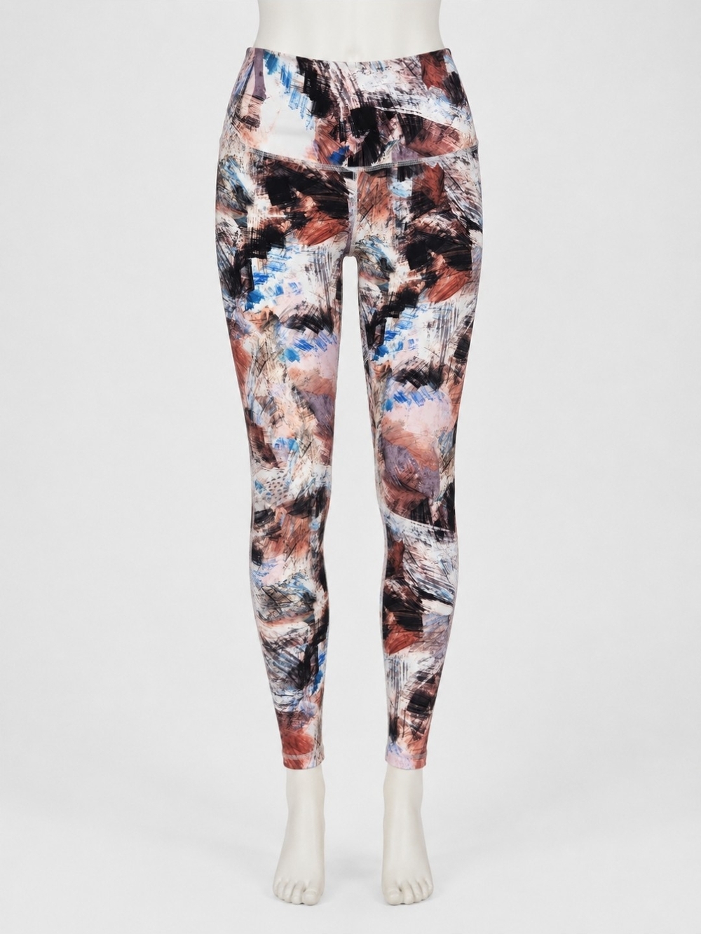 D&Y Womens Large Bionic Abstract Print Leggings Nylon Spandex Made USA Y2K